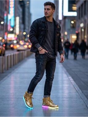 Unisex LED Light Up Shoes High Top Sneakers Rechargeable Festival Shoes Party